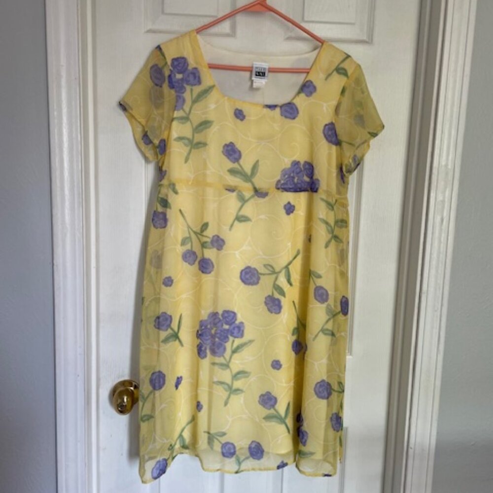Take Nine Maternity Floral Dress Yellow/Purple - Size Small NWT
